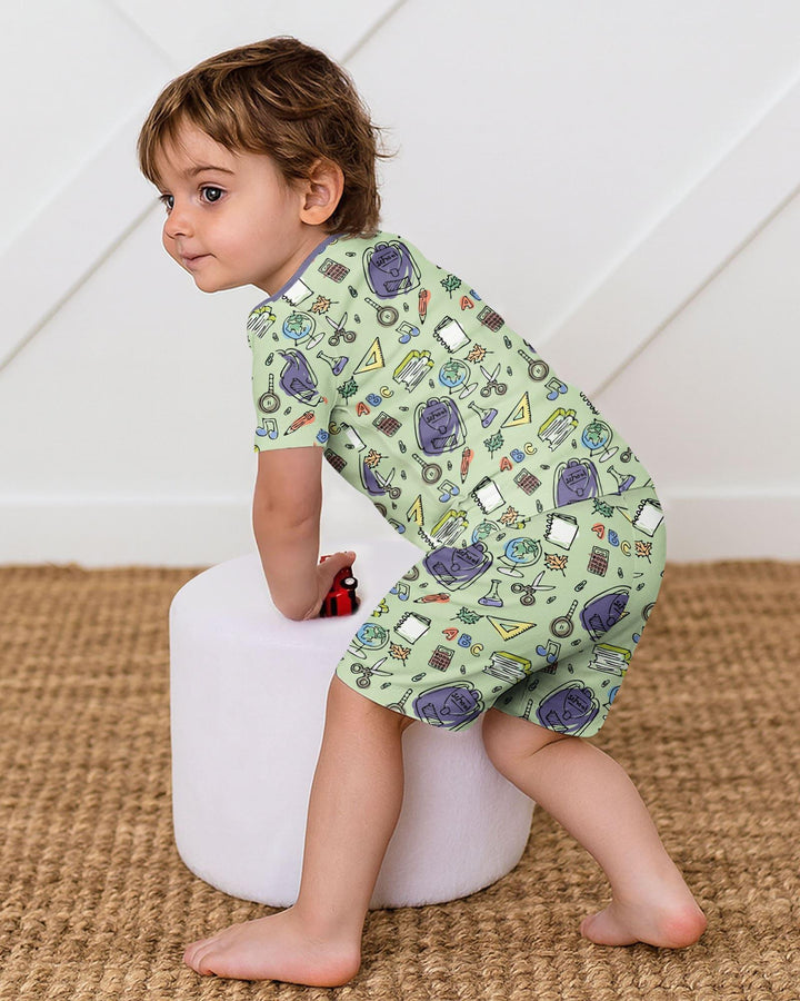 Doodle School Days Bamboo Two Piece Short Sleeve Shorts Pajama Set