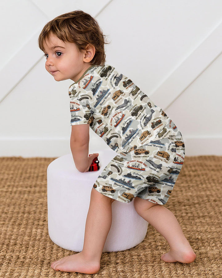 Little Hero Military Family Matching Bamboo Two Piece Short Sleeve Shorts Pajama Set