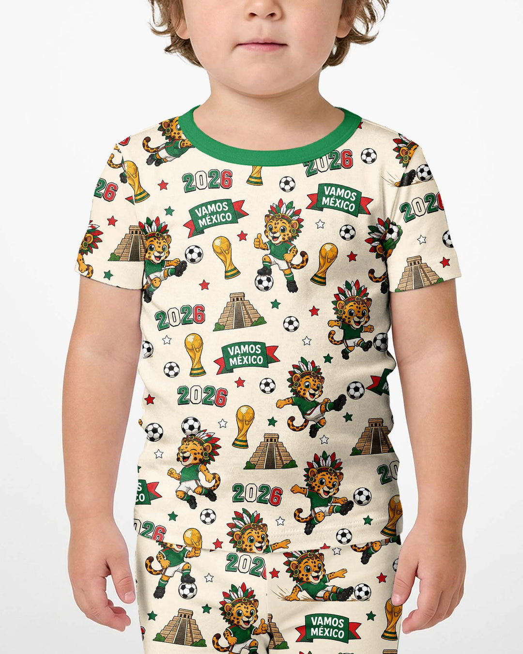 Jaguar 2026 Vamos Mexico Family Matching Bamboo Two Piece Short Sleeve Shorts Pajama Set