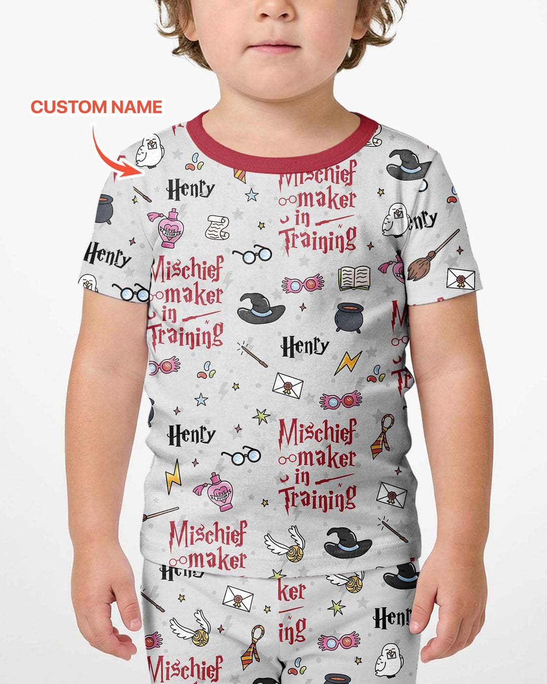 Custom Name Mischief Maker In Training Bamboo Two Piece Short Sleeve Shorts Pajama Set