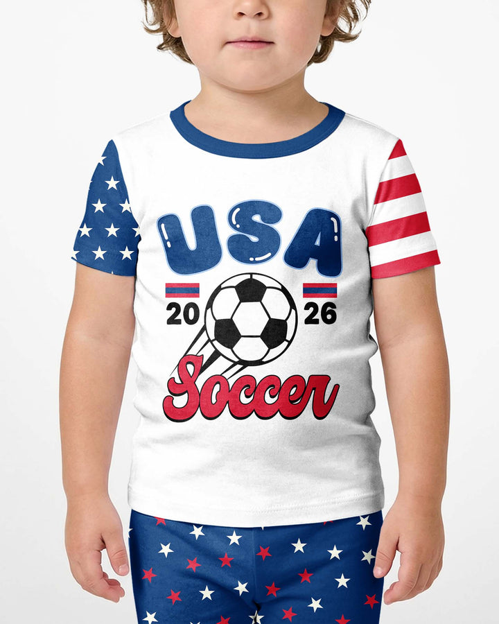 USA Soccer Cup Bamboo Two Piece Short Sleeve Shorts Pajama Set