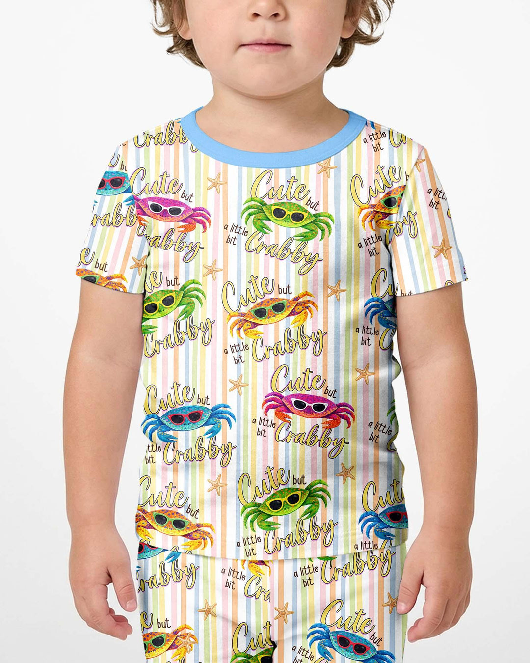 Cute But A Little Bit Crabby Bamboo Two Piece Short Sleeve Shorts Pajama Set