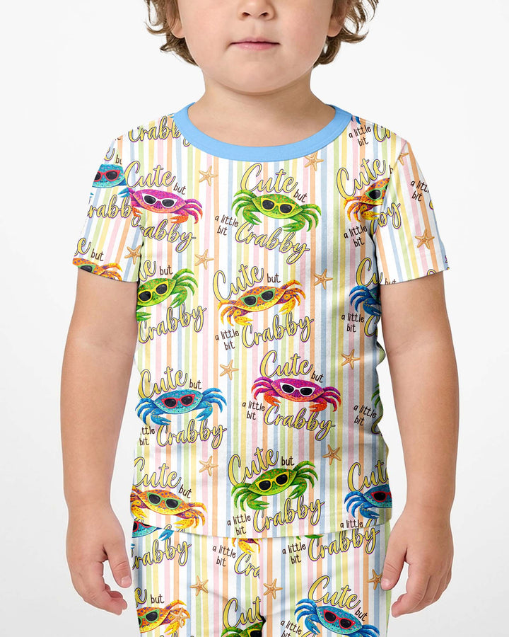 Cute But A Little Bit Crabby Bamboo Two Piece Short Sleeve Shorts Pajama Set