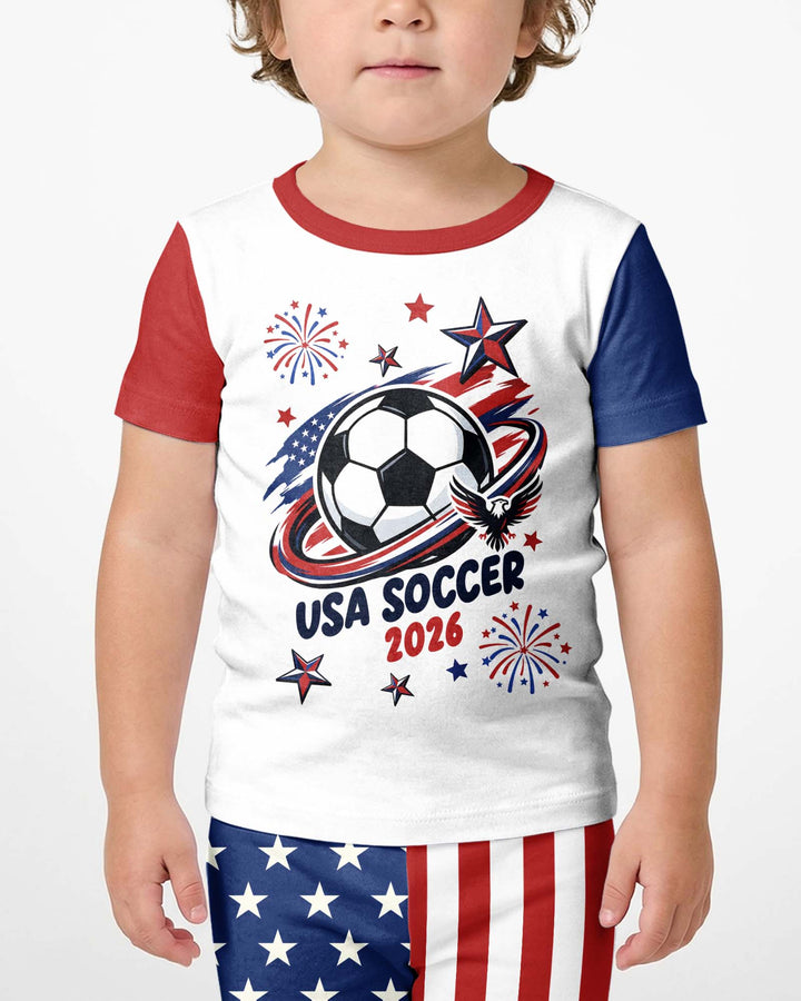 USA Soccer 2026 Family Matching Bamboo Two Piece Short Sleeve Shorts Pajama Set