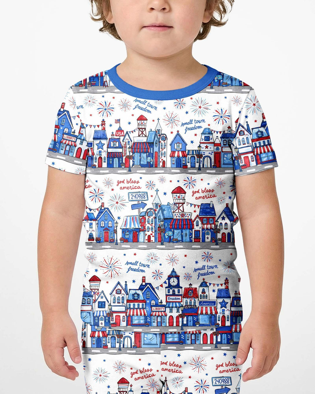 Small Town Freedom USA Bamboo Two Piece Short Sleeve Shorts Pajama Set