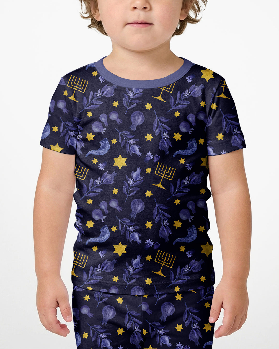 Rosh Hashanah Night Family Matching Bamboo Two Piece Short Sleeve Shorts Pajama Set