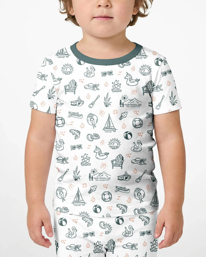 Lake Vibe Bamboo Two Piece Short Sleeve Shorts Pajama Set
