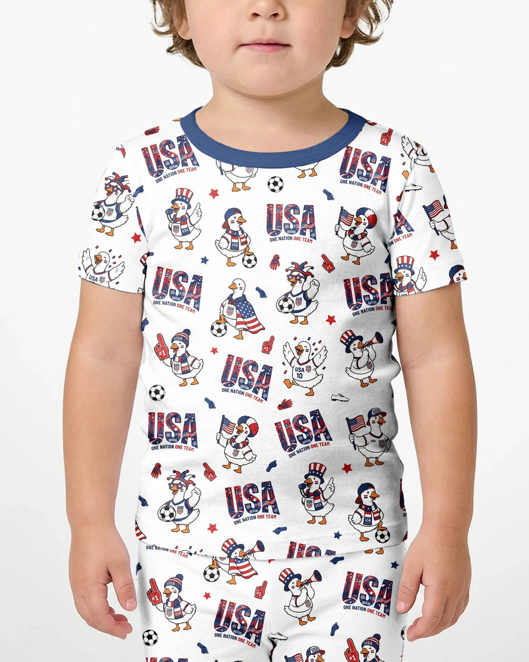 One Nation One Team Bamboo Two Piece Short Sleeve Shorts Pajama Set