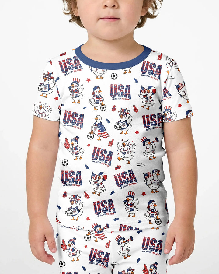 One Nation One Team Bamboo Two Piece Short Sleeve Shorts Pajama Set