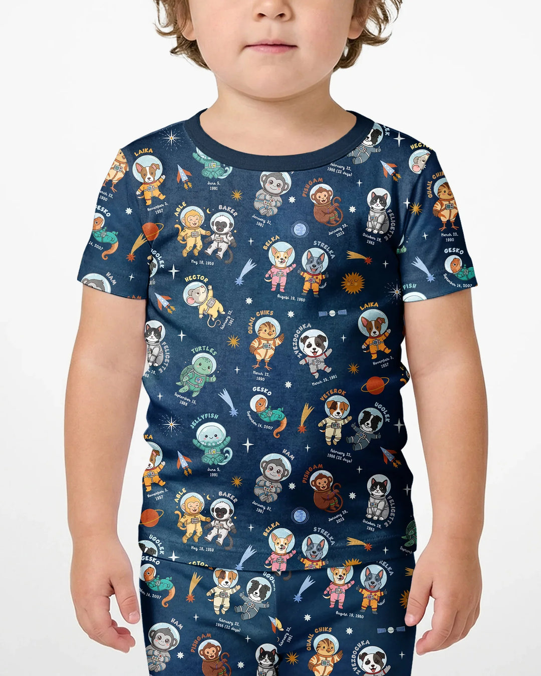 Animal Astronauts Bamboo Two Piece Short Sleeve Shorts Pajama Set