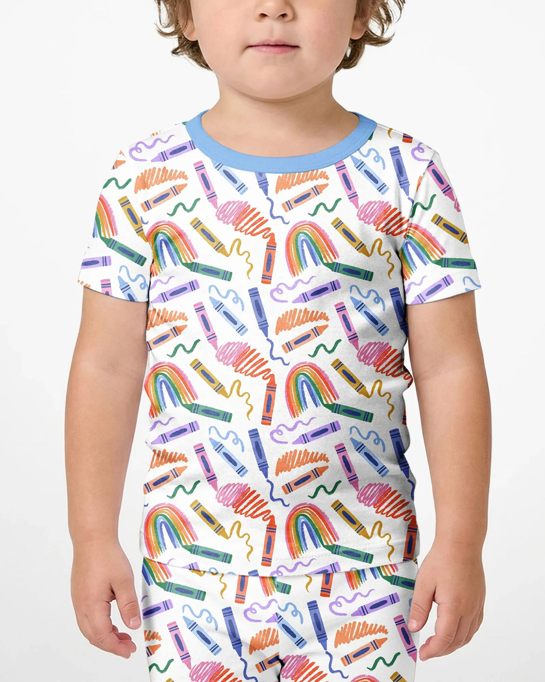 Crayon Chaos Bamboo Two Piece Short Sleeve Shorts Pajama Set