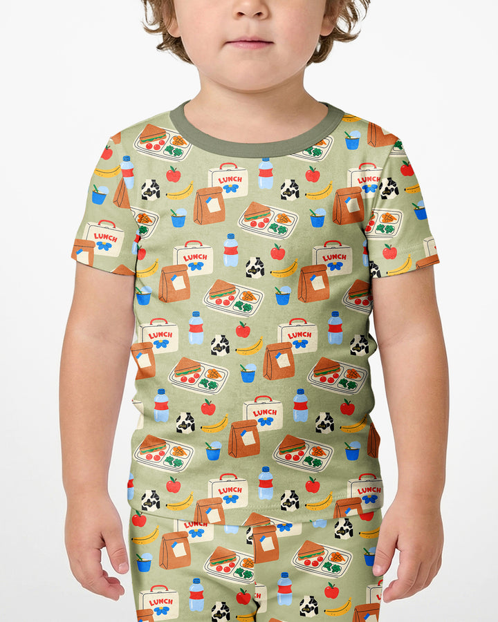 Happy School Lunch Bamboo Two Piece Short Sleeve Shorts Pajama Set