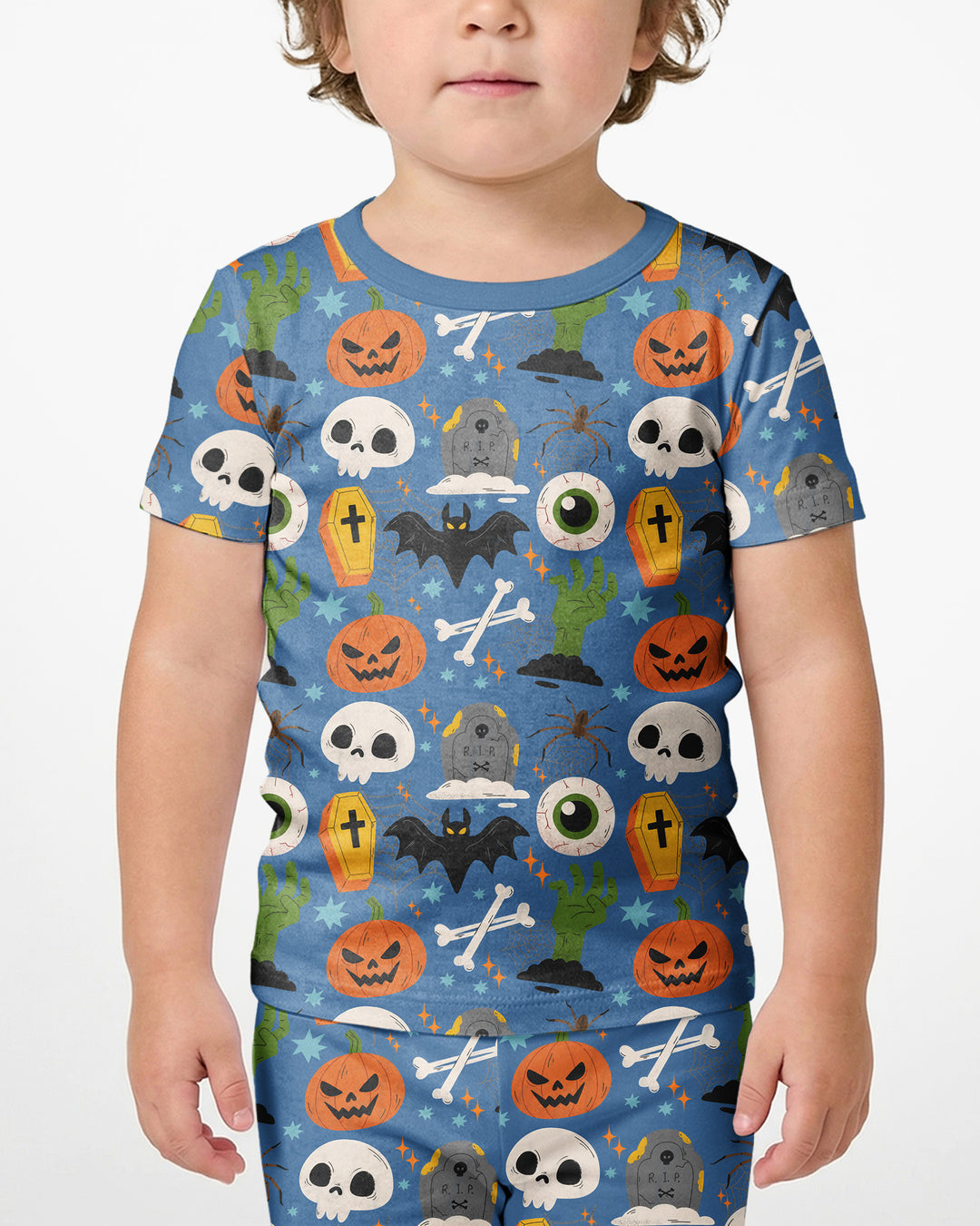 Little Monsters Bamboo Two Piece Short Sleeve Shorts Pyjamas Set For Halloween