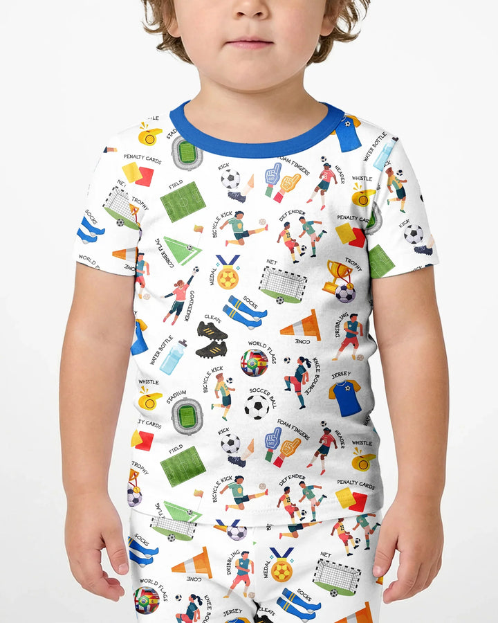 Soccer Fever All About The Game Two Piece Short Sleeve Shorts Pajama Set