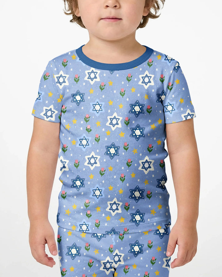 Starry Bloom Blessings Family Matching Bamboo Two Piece Short Sleeve Shorts Pajama Set