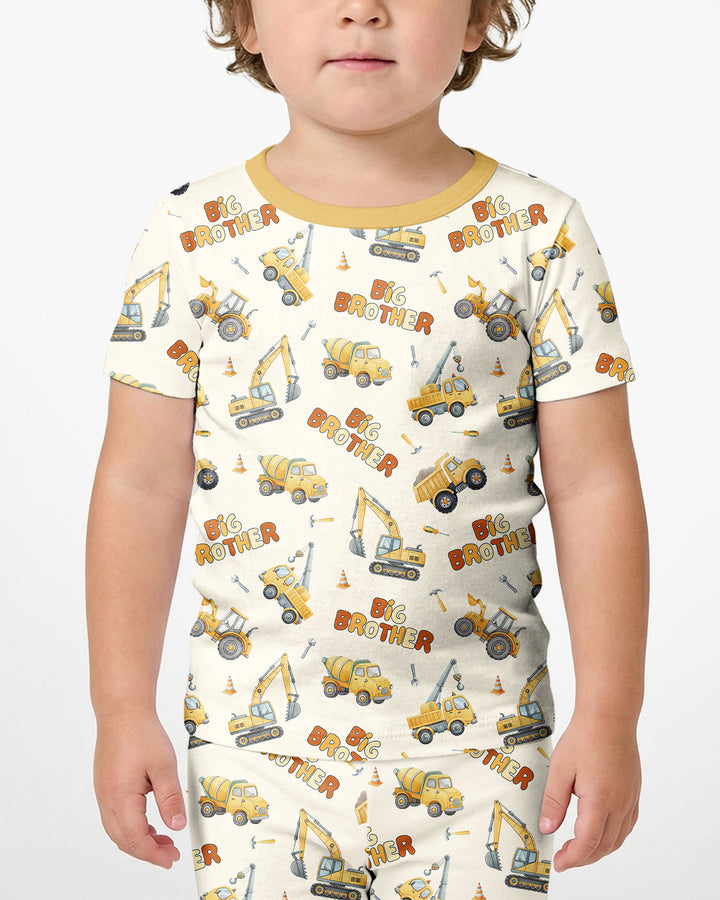 Custom Construction Matching Sibling Bamboo Two Piece Short Sleeve Shorts Pajama Set