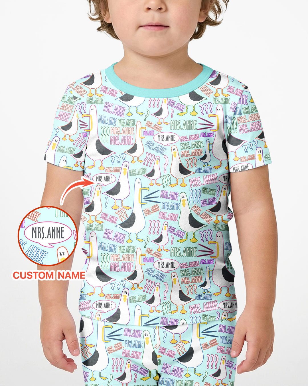 Teacher Teacher Teacher Funny Seagull Bamboo Two Piece Short Sleeve Shorts Pajama Set