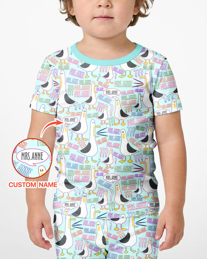 Teacher Teacher Teacher Funny Seagull Bamboo Two Piece Short Sleeve Shorts Pajama Set