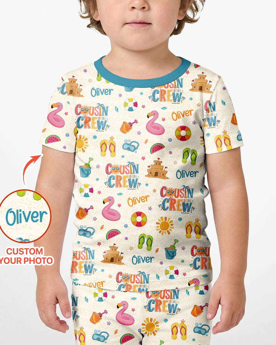 Custom Name Summer 2026 Cousin Crew Bamboo Two Piece Short Sleeve Shorts Pajama Set