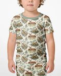 Vintage Hunting Season Daddy& Me Matching Bamboo Two Piece Short Sleeve Shorts Pajama Set