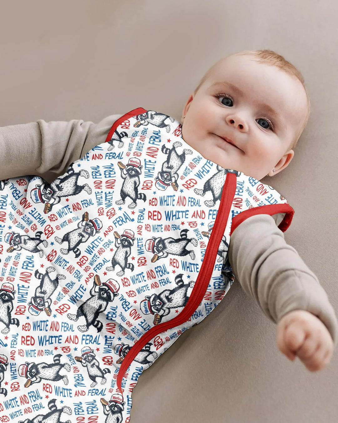 Red White and Feral Bamboo Sleep Bag