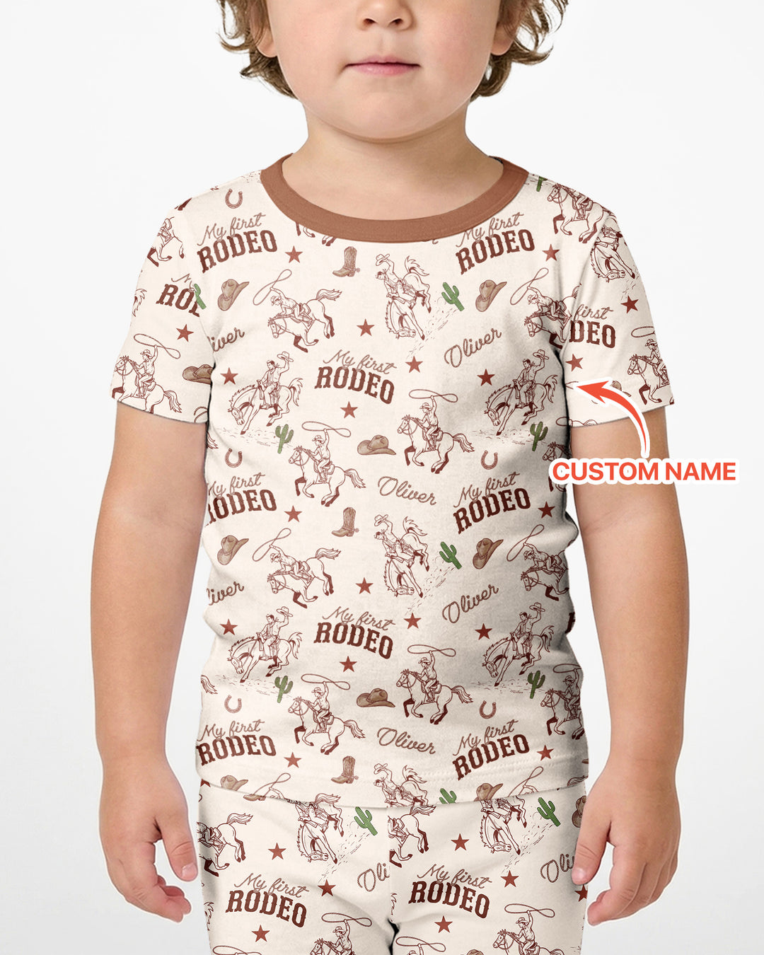 Custom Name First Rodeo Family Matching Bamboo Two Piece Short Sleeve Shorts Pajama Set
