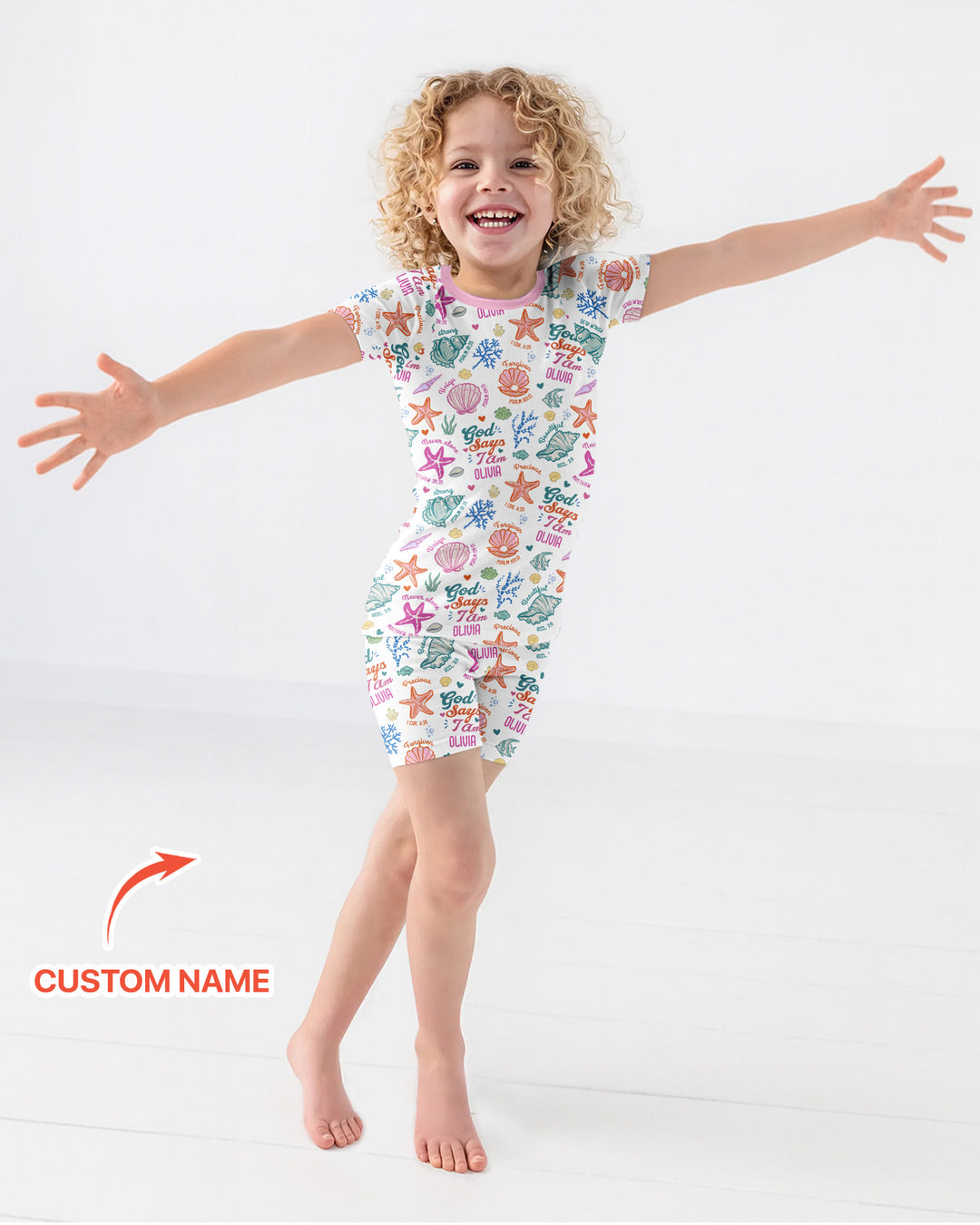 Coastal God Says I Am Custom Name Bamboo Two Piece Short Sleeve Shorts Pajama Set