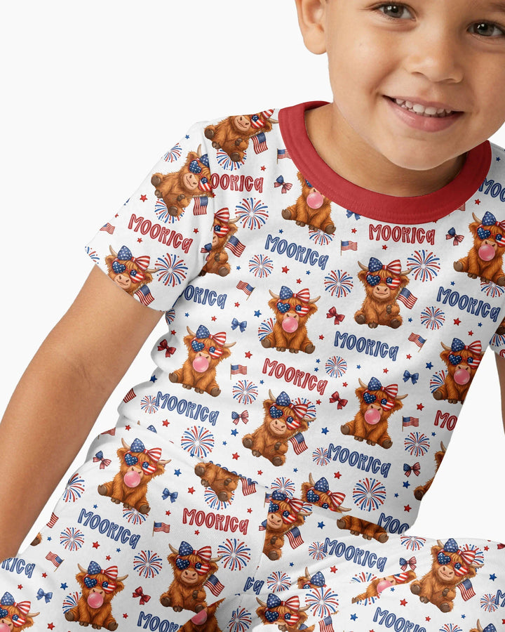 Moo-Rica Cowgirl Bamboo Two Piece Short Sleeve Pajama Set