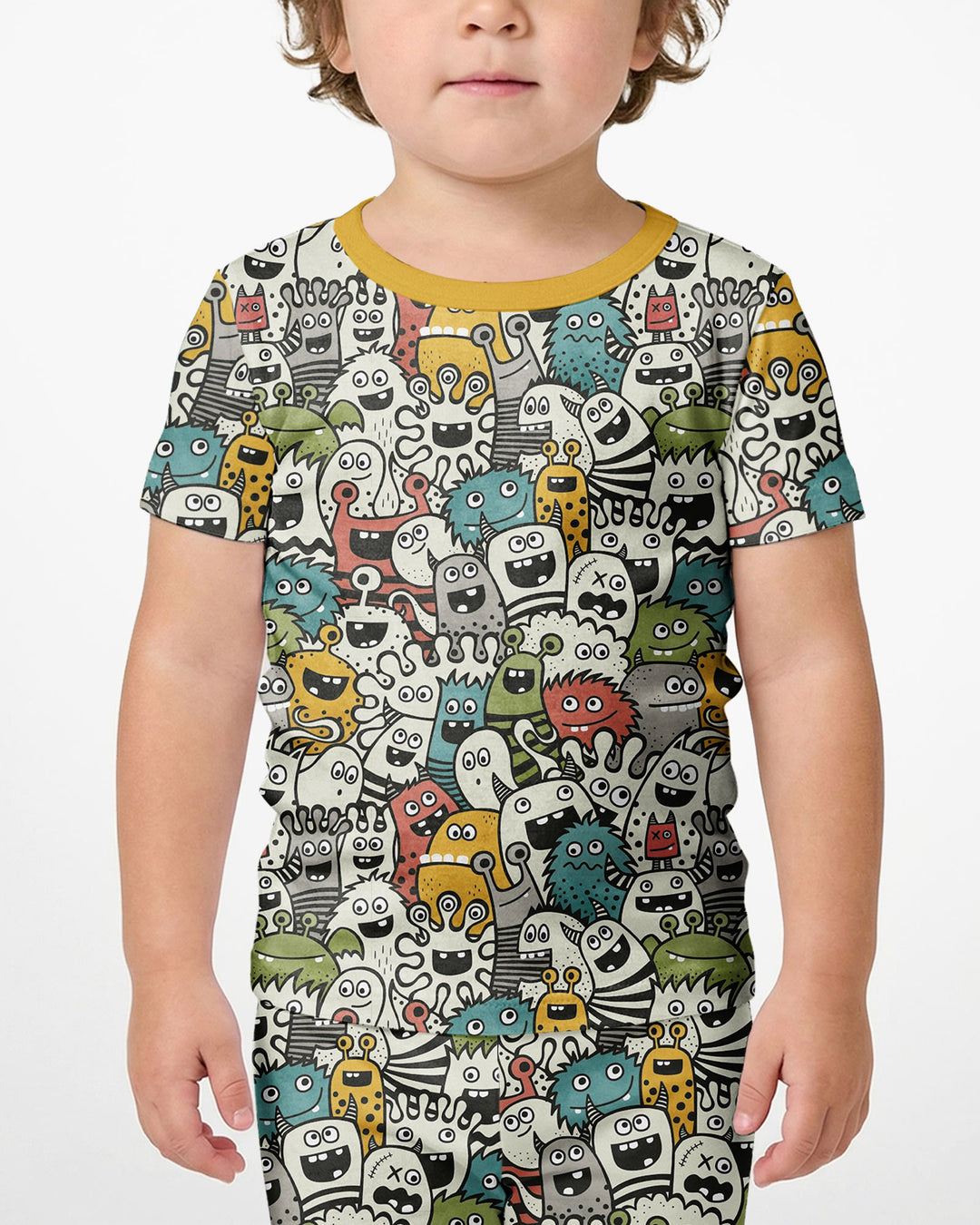 Monsters And Friends Bamboo Two Piece Short Sleeve Shorts Pajama Set