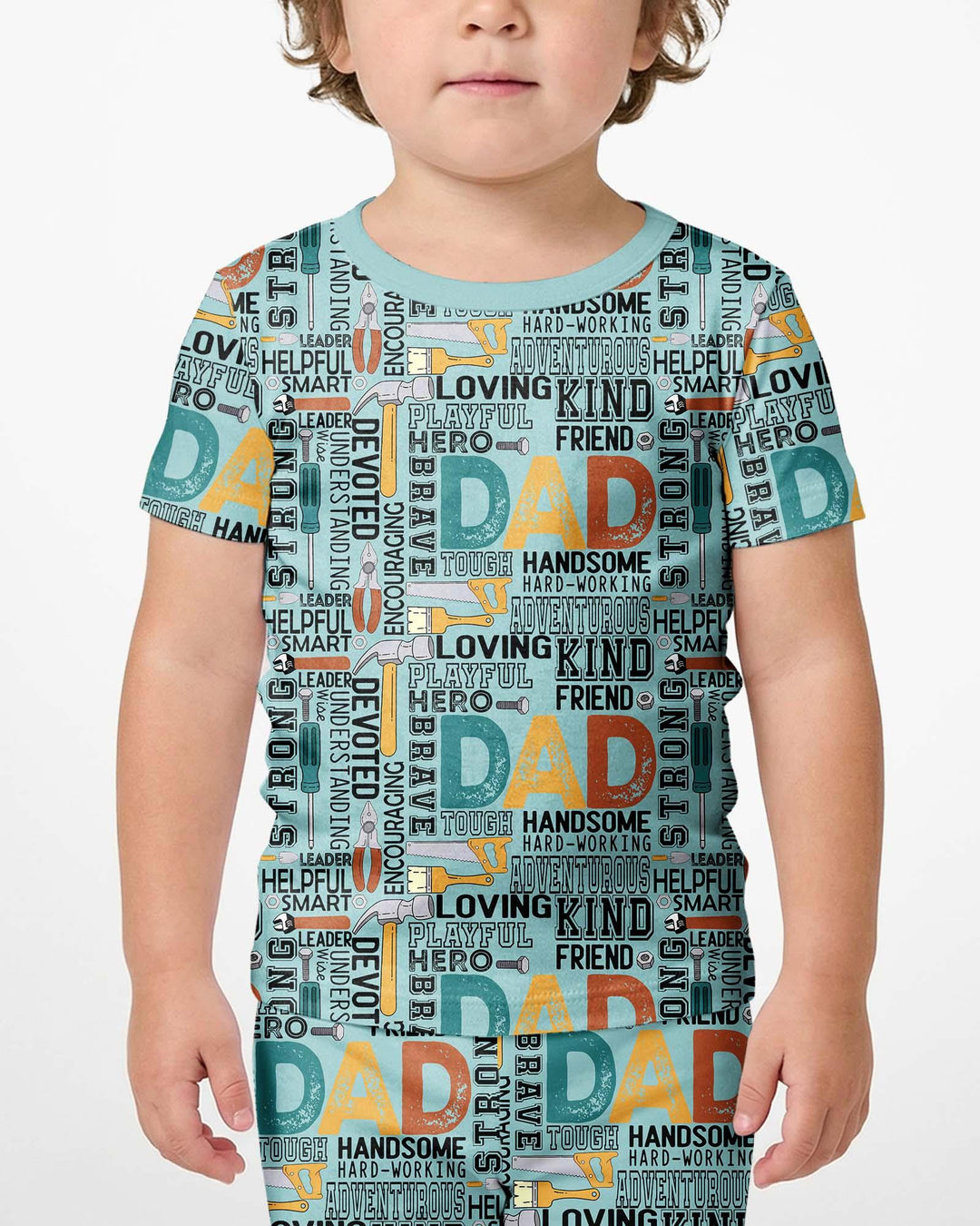 Dad Word Collage Bamboo Two Piece Short Sleeve Shorts Pajama Set