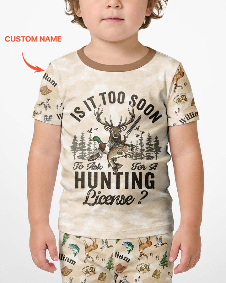 Personalized Funny Hunting Bamboo Two Piece Short Sleeve Shorts Pajama Set
