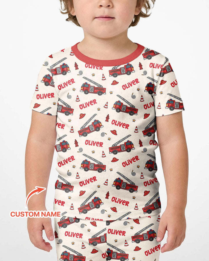 Custom Name Future Firefighters Bamboo Two Piece Short Sleeve Shorts Pajama Set