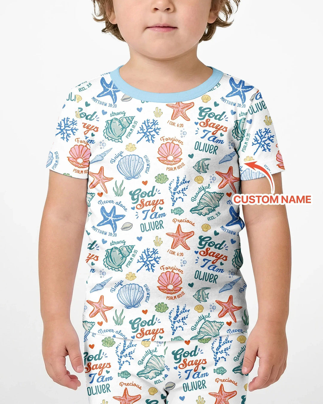 Coastal God Says I Am Custom Name Bamboo Two Piece Short Sleeve Shorts Pajama Set