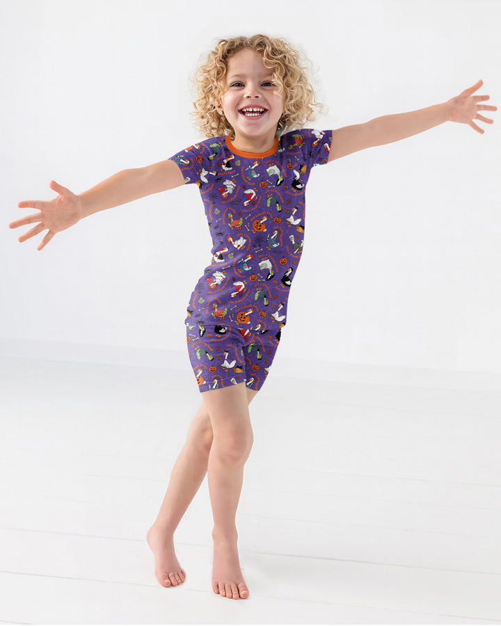 Just A Spooky Goose Family Matching Bamboo Two Piece Short Sleeve Shorts Pajama Set