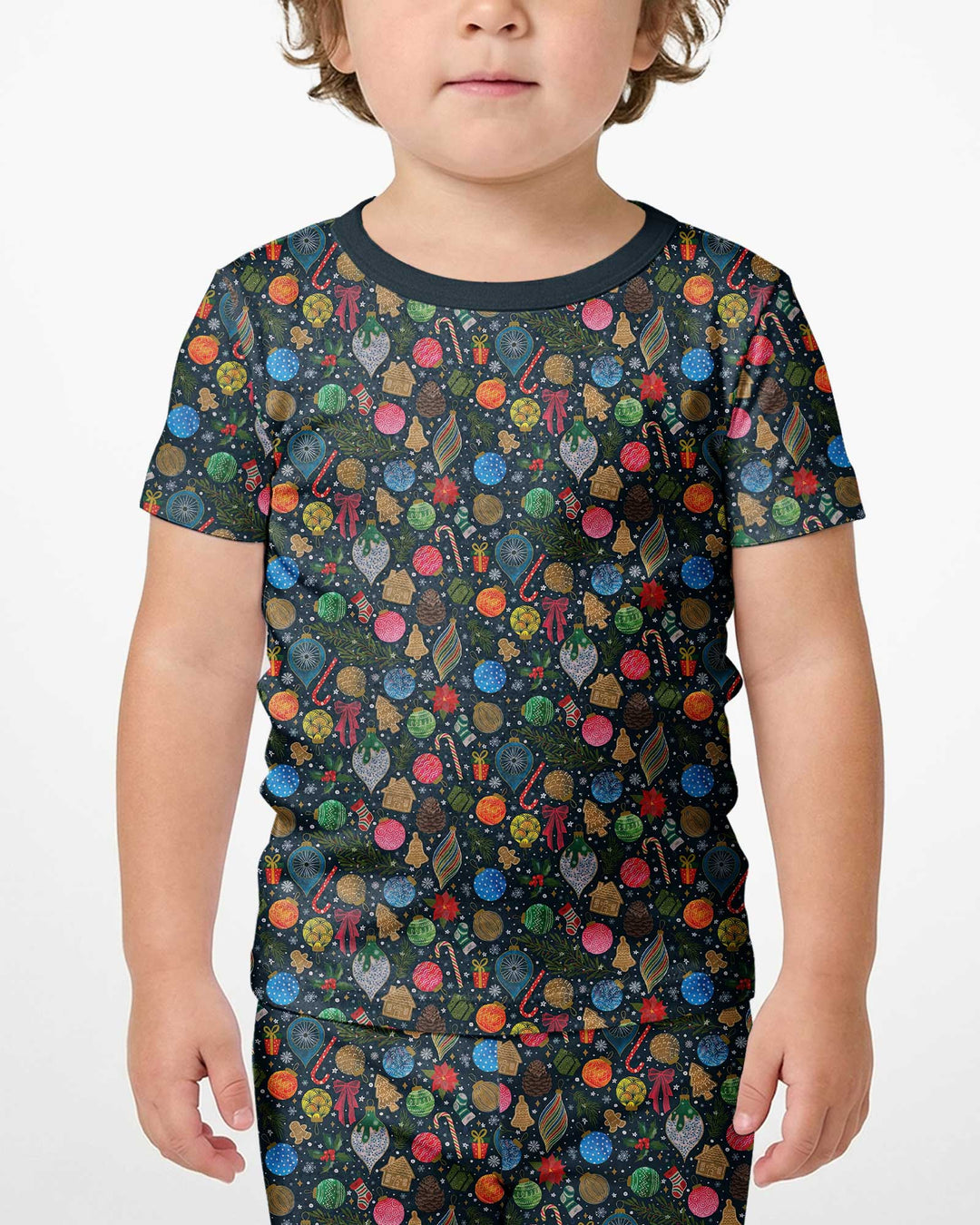 Holiday Ditsy Bamboo Two Piece Short Sleeve Shorts Pajama Set