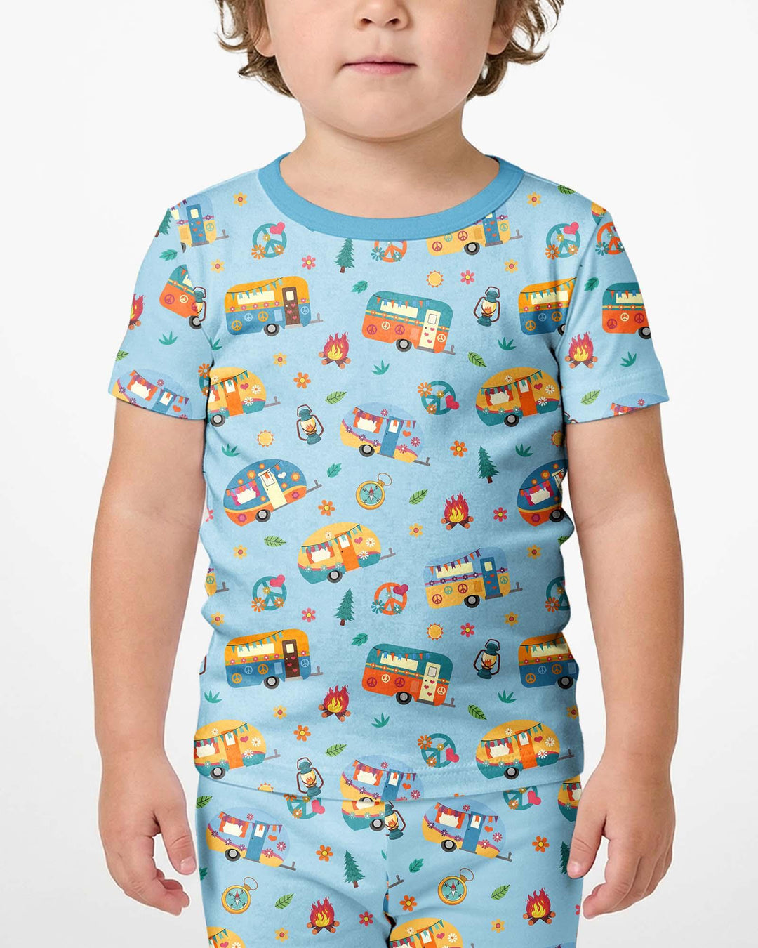 Happy Little Camper Bamboo Two Piece Short Sleeve Shorts Pajama Set