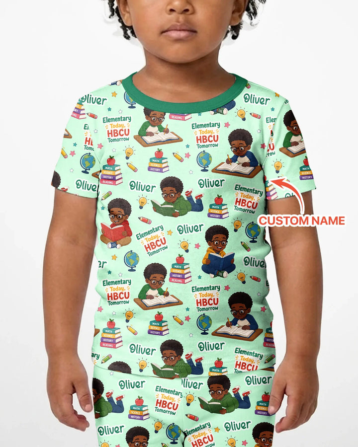 Custom Name Elementary Today HBCU Tomorrow Bamboo Two Piece Short Sleeve Shorts Pajama Set