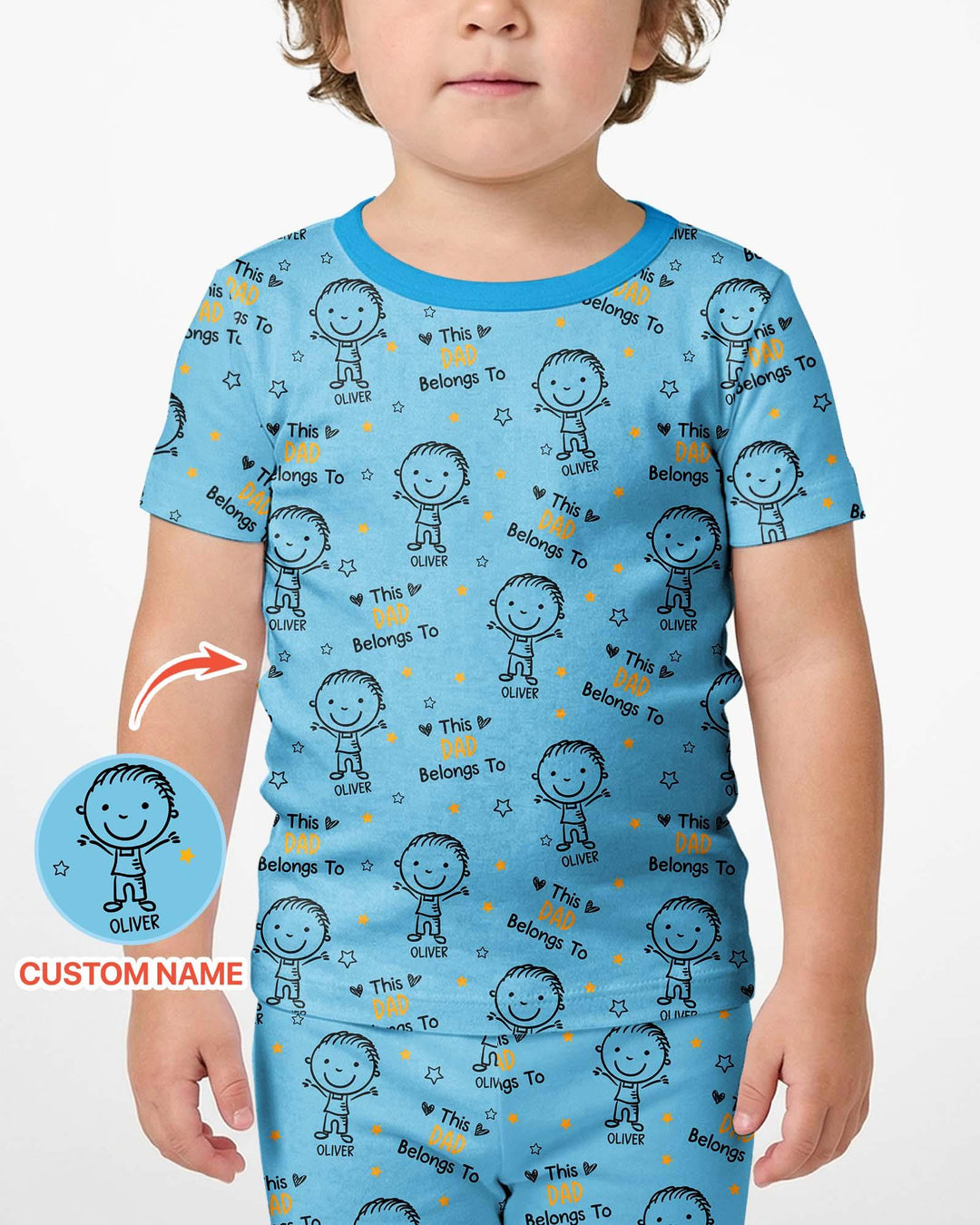 Custom Name This Dad Belongs To Doodle Bamboo Two Piece Short Sleeve Shorts Pajama Set