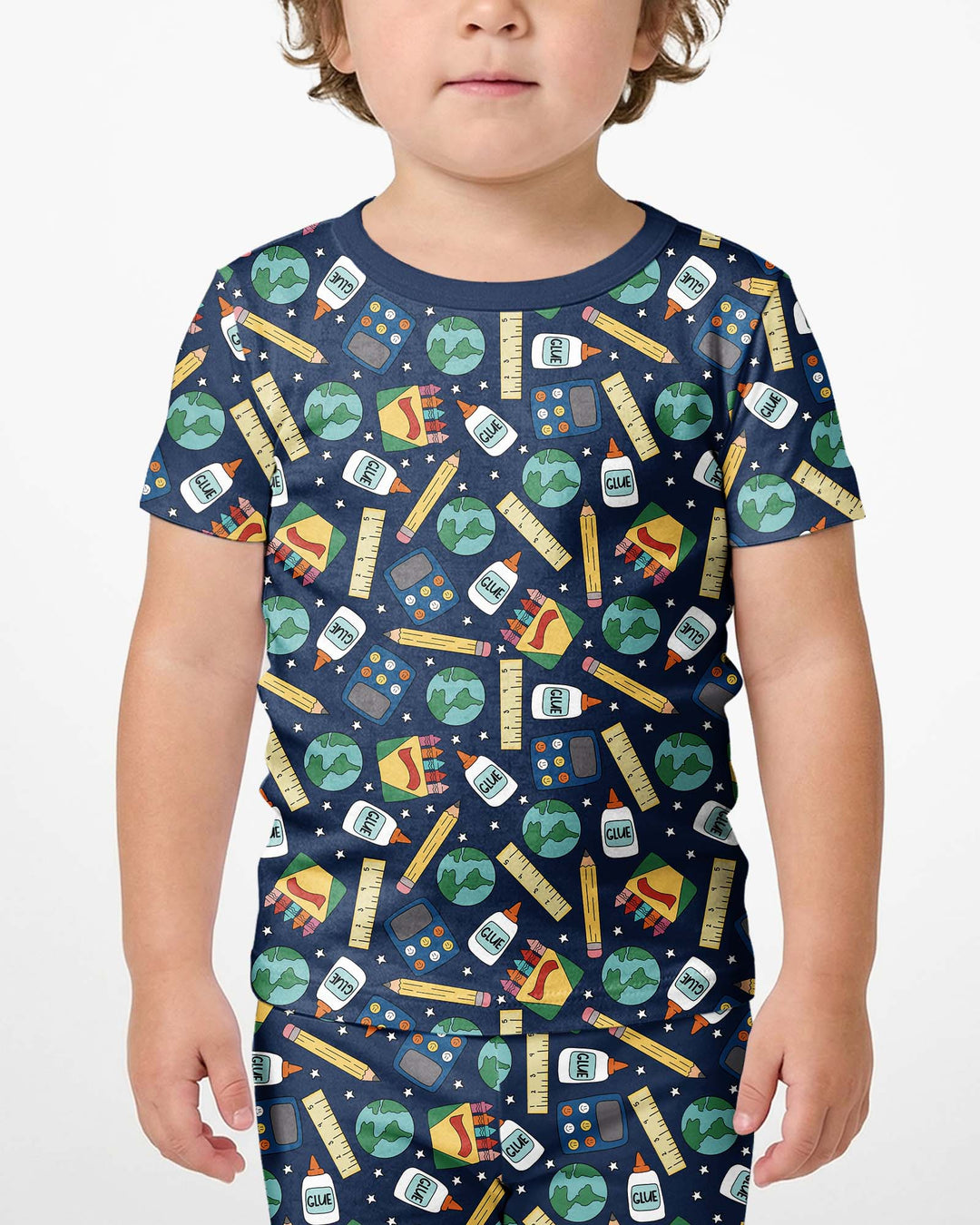 School Supply Bamboo Two Piece Short Sleeve Shorts Pajama Set