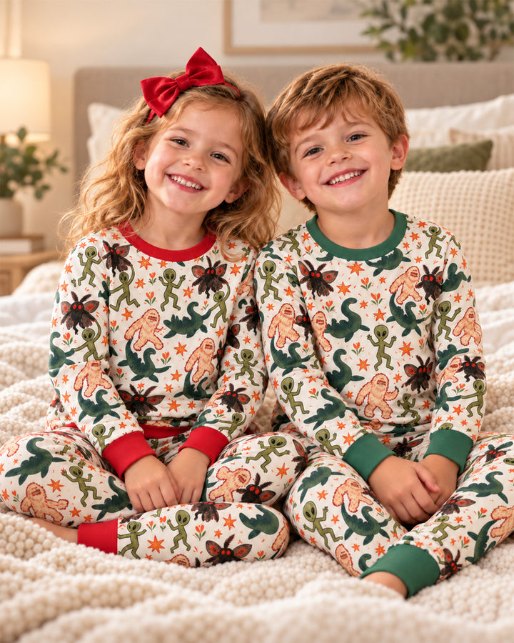 Dancing Cryptids Bamboo Two Piece Long Sleeve Pajama Set