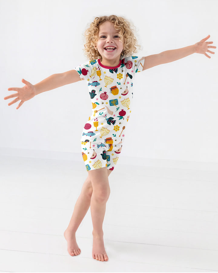 Shanah Tovah Party Bamboo Two Piece Short Sleeve Shorts Pajama Set