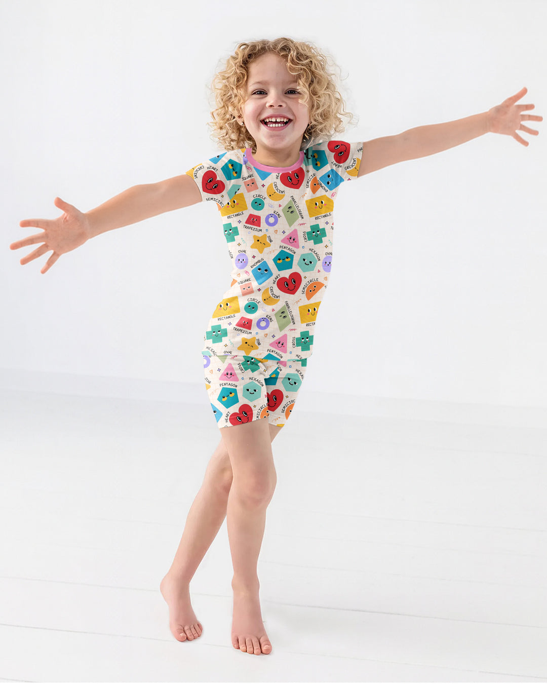 Happy Shape Squad Family Matching Bamboo Two Piece Short Sleeve Shorts Pajama Set