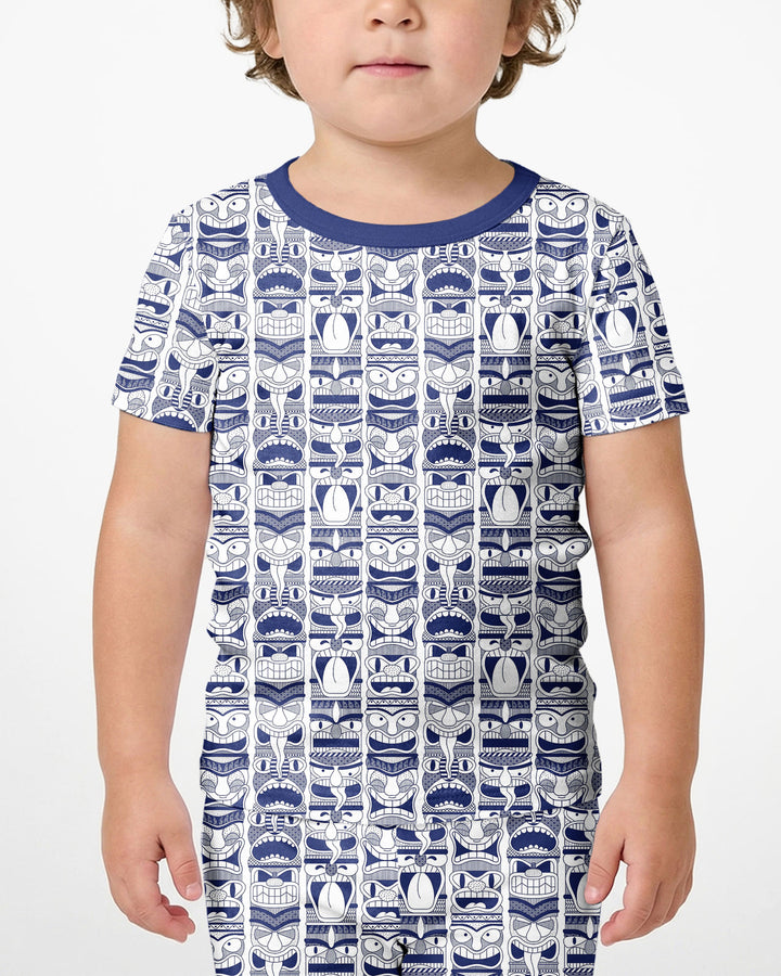 Friendly Totem Pole Figures Bamboo Two Piece Short Sleeve Shorts Pajama Set