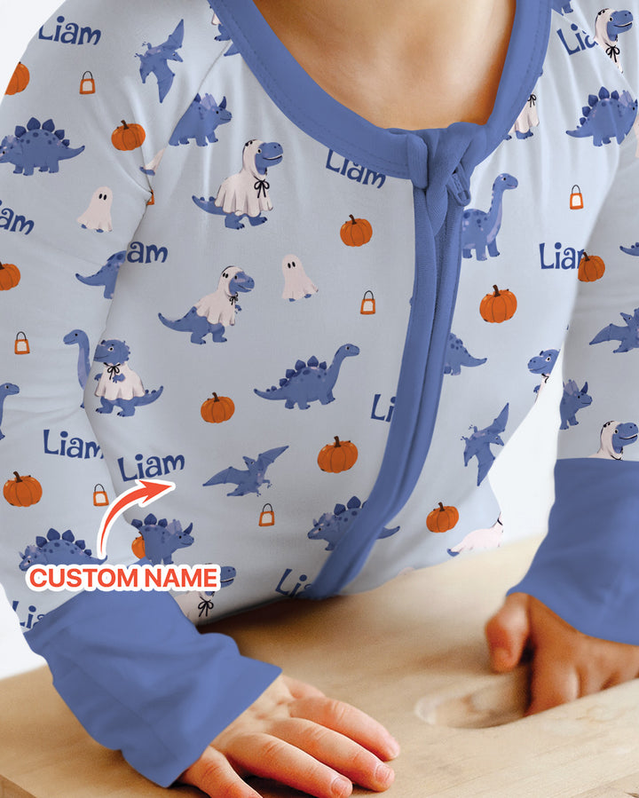 Custom Name Spooky Dinosaur Halloween - Personalized Bamboo Convertible Zippy