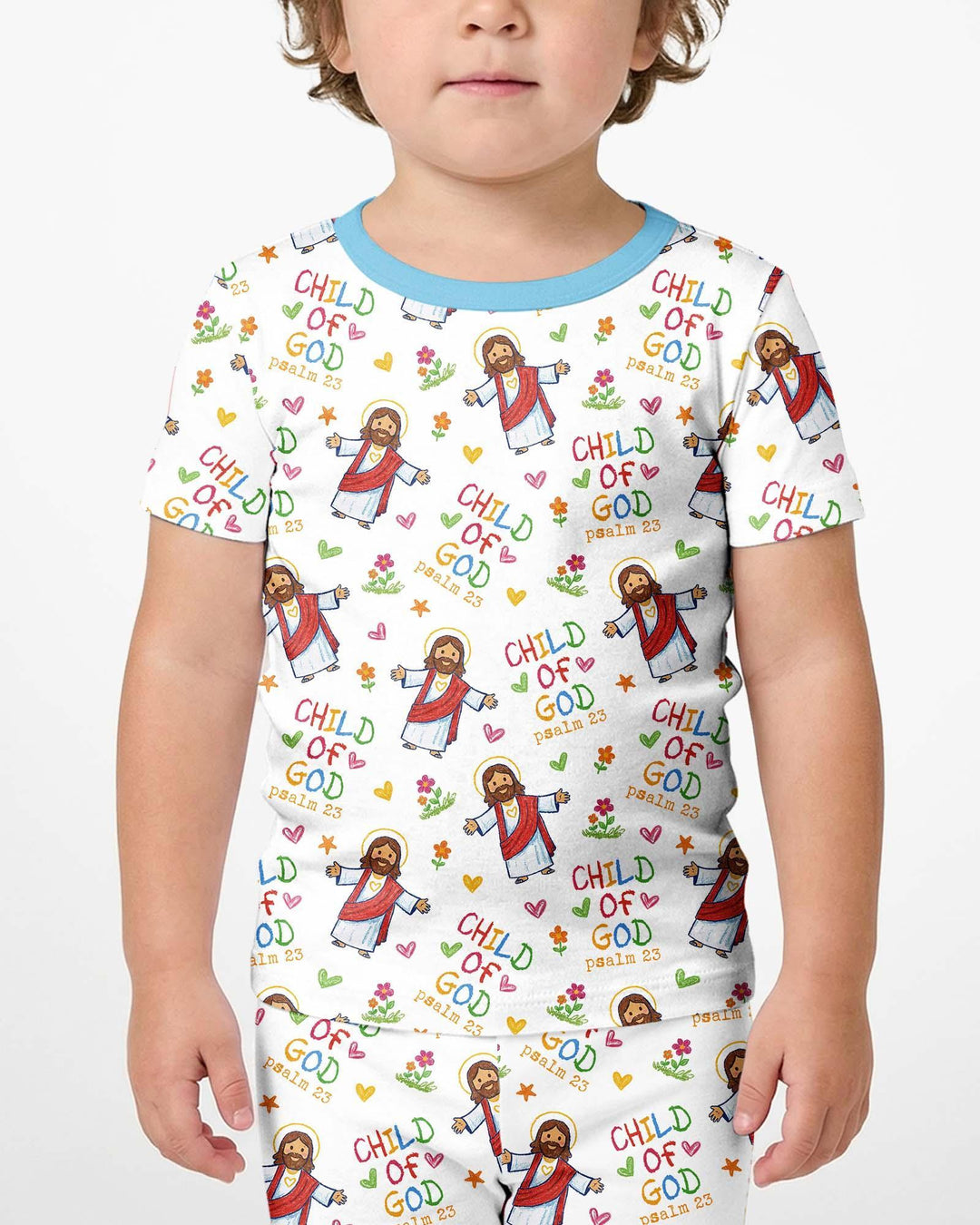 Jesus Loves Me Bamboo Two Piece Short Sleeve Shorts Pajama Set