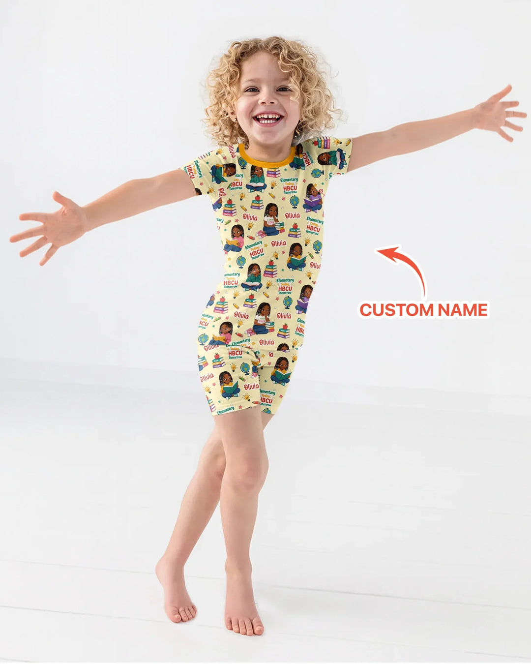 Custom Name Elementary Today HBCU Tomorrow Bamboo Two Piece Short Sleeve Shorts Pajama Set