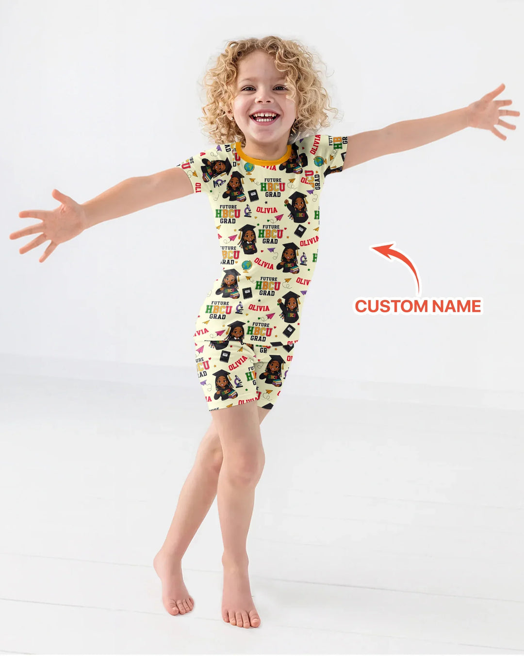 Custom Name Future HBCU Grad Bamboo Two Piece Short Sleeve Shorts Pajama Set