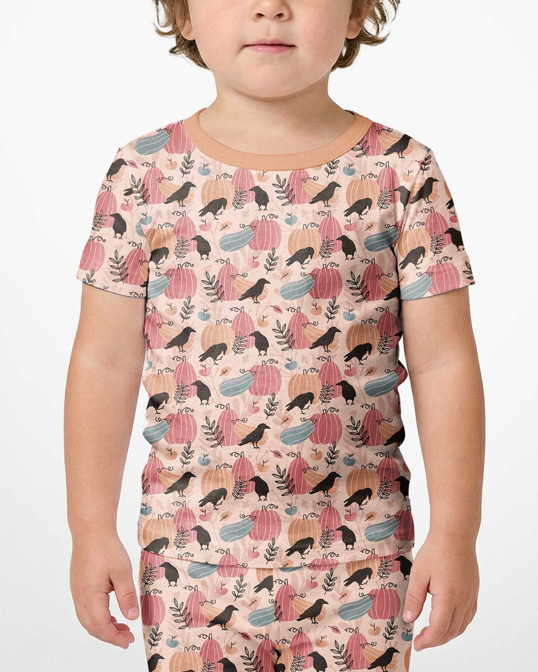 Pastel Pumpkin Patch Bamboo Two Piece Short Sleeve Shorts Pajama Set