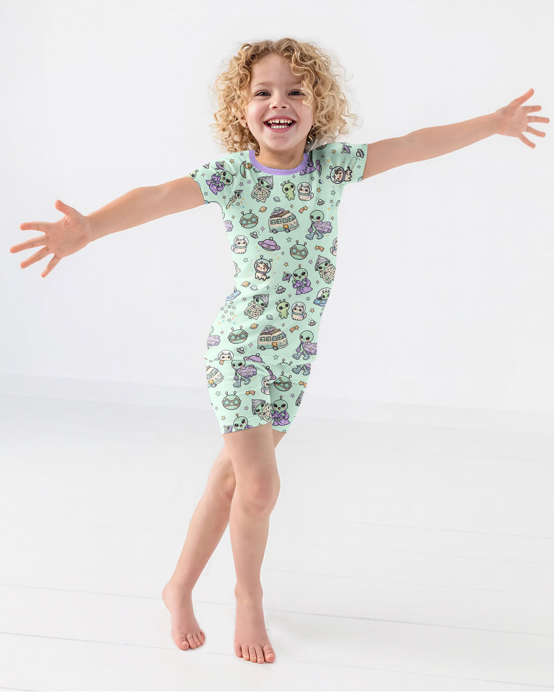 Little Alien Explorer Bamboo Two Piece Short Sleeve Shorts Pajama Set