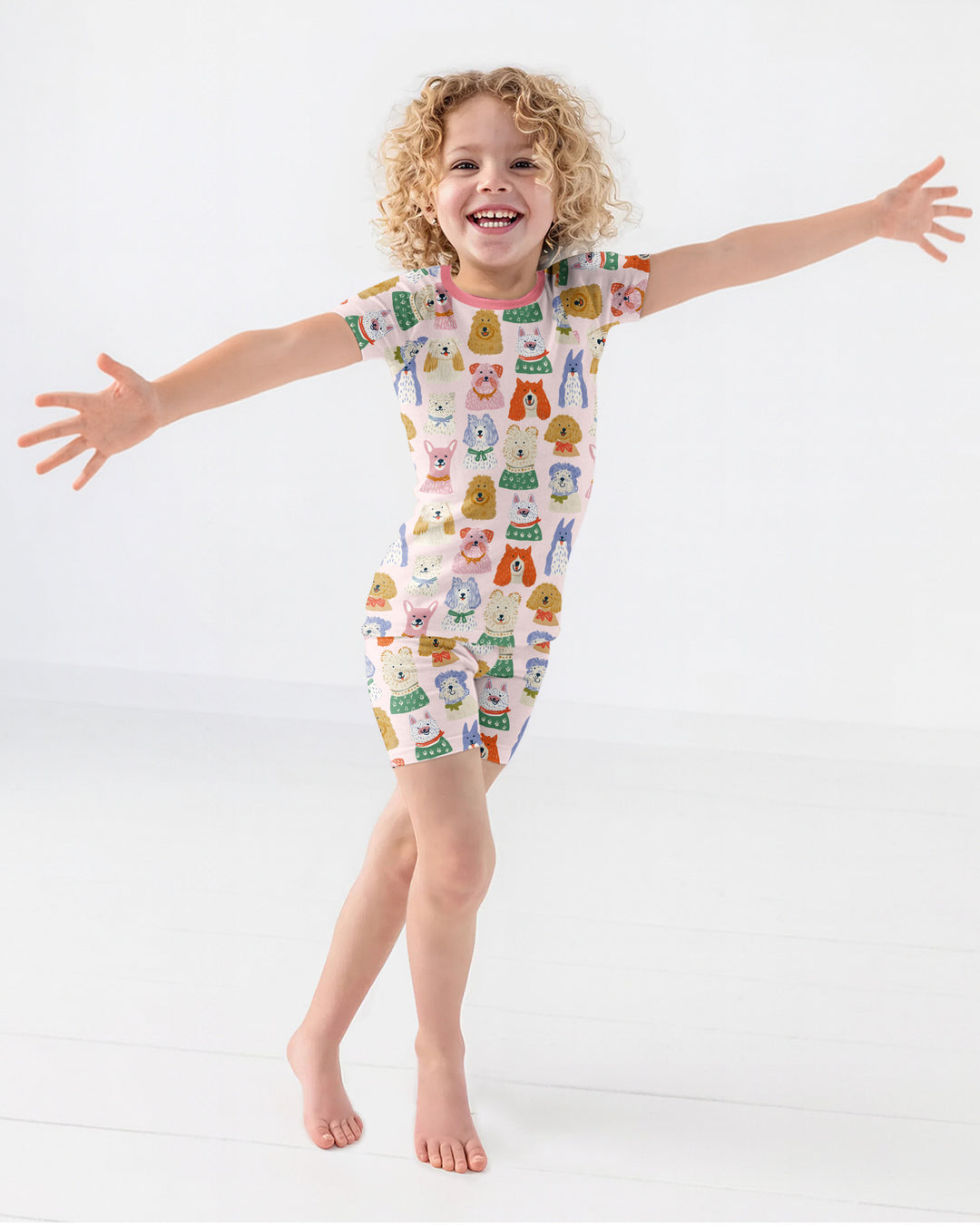Puppy Portrait Bamboo Two Piece Short Sleeve Shorts Pajama Set